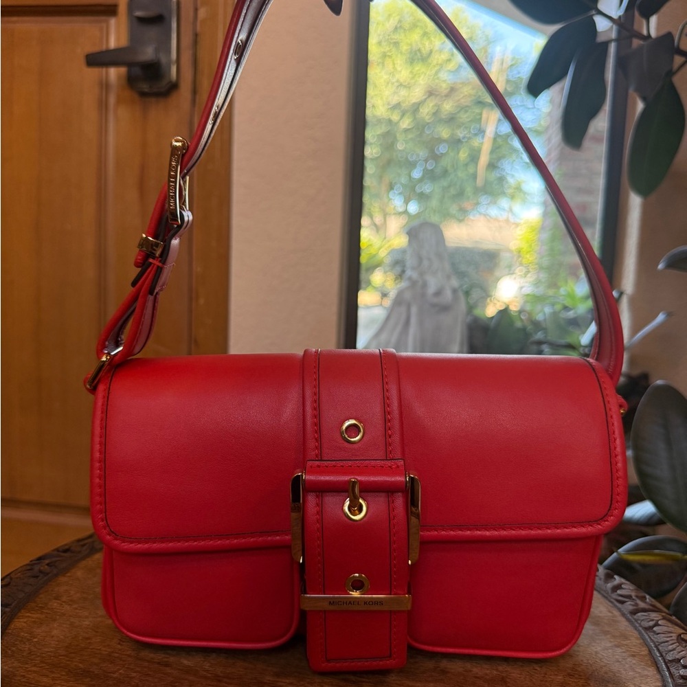 Michael Kors Red Leather Shoulder Bag